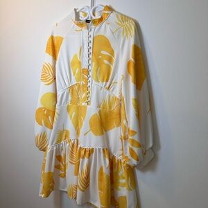 Tropical Yellow and White Dress